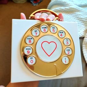 Vintage retro phone minaudiere white clutch